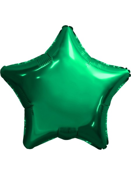 Фольга шар Звезда 9"/23 см цвет Зеленый набор 5 шт Aqura