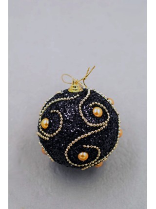 Шар пенопласт 8 см Спираль блеск с белой крошкой цвет шампань HS-25-39