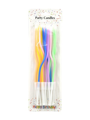 Свеча тортовая 12 шт 13 см Волна Макаронс пастель с держателями HS-27-16