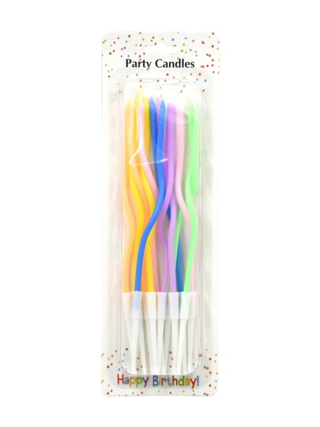 Свеча тортовая 12 шт 13 см Волна Макаронс пастель с держателями HS-27-16