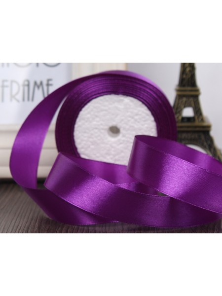 Лента атлас 2,5 см х25 ярд цвет фиолетовый  № 035