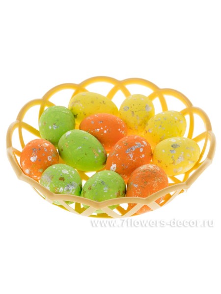 Яйцо декоративное пластик набор 12 шт 6 см цвет МИКС  Арт 204138