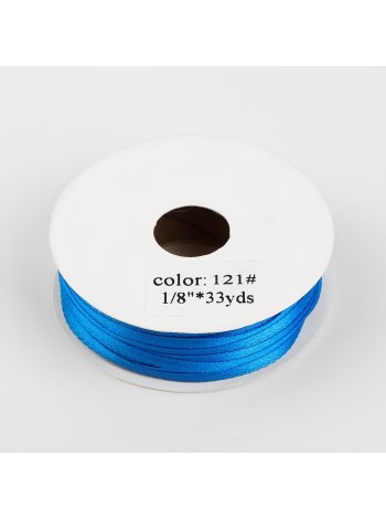 Лента атлас 0,3 см х33 ярд цвет темно-голубой  №121