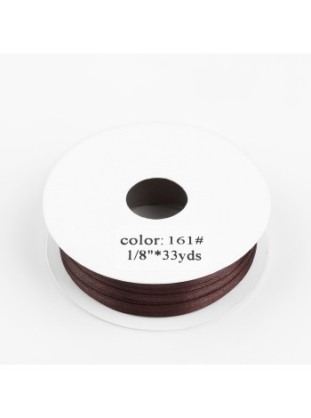 Лента атлас 0,3 см х33 ярд цвет темно-коричневый №161