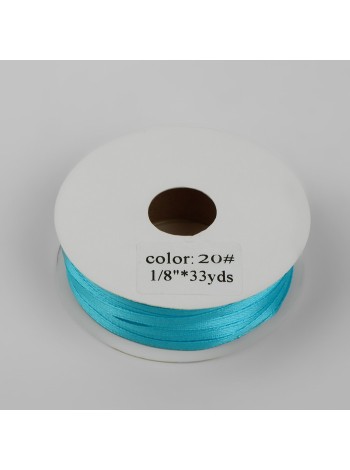 Лента атлас 0,3 см х33 ярд цвет ярко-голубой №20