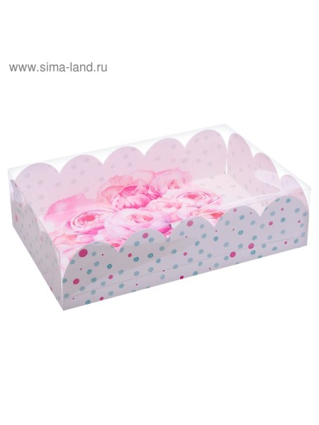 Коробка кондитерская 20 х30 х8 см с PVC крышкой Счастье ждет тебя для печенья  1/5