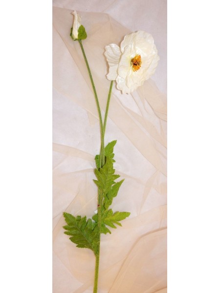 Мак белый цветок искусственный 105см