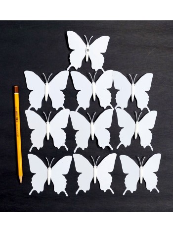 Бабочка на магните набор 10 шт 7,5 х7,5 см пластик цвет белый