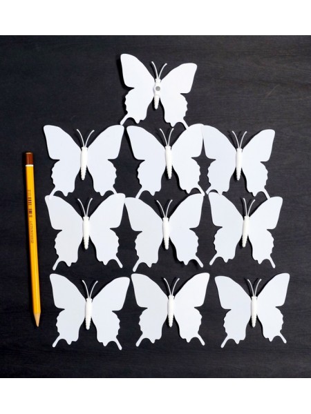 Бабочка на магните набор 10 шт 7,5 х 7,5 см пластик цвет белый