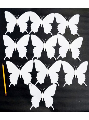 Бабочка на магните набор 10 шт 14 см пластик цвет белый