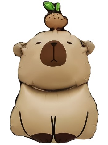 Фольга шар фигура мини Капибара с апельсинкой 16"/41 см с клапаном