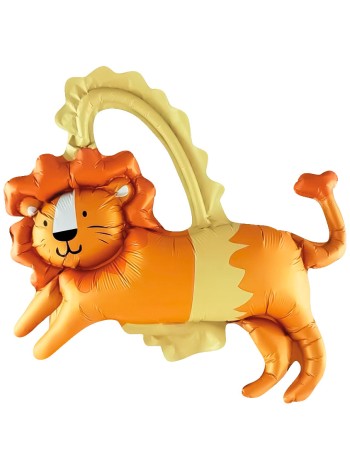 Фольга шар фигура мини Цирк Смелый Лев 15"/38 см с клапаном Китай 5 шт в упак