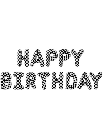 Фольга надпись Happy Birthday Пит-Стоп 16"/41 см Китай