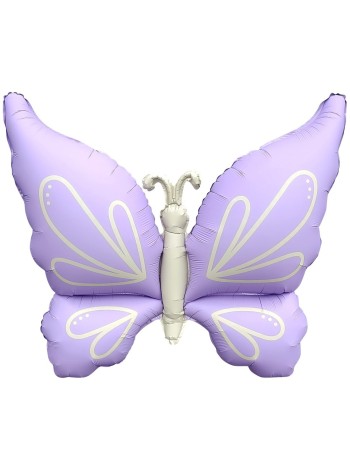 Фольга шар фигура Нежная Бабочка Сиреневый сатин 37"/94 см Китай