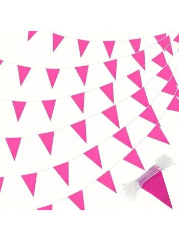 Гирлянда Флажки 1000 см 20 деталей 30 х20 см полиэтилен цвет розовый HS-27-15