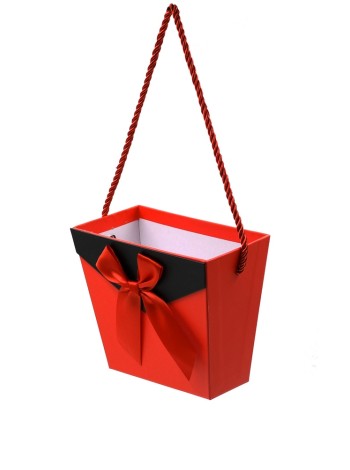 Коробка для цветов 15,5  х8  х13 с ручкой цвет красный/черный HS-13-9