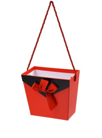 Коробка для цветов 17  х10  х15 с ручкой цвет красный/черный HS-13-9