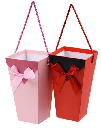 Коробка для цветов 12,5 х12,5 х22 с ручкой цвет микс HS-13-10/13-11