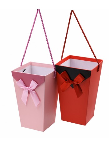 Коробка для цветов 14,5 х14,5 х23 с ручкой цвет микс HS-13-10/13-11