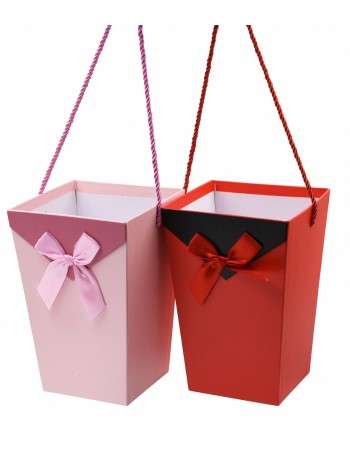 Коробка для цветов 16,5 х16,5 х23,5 с ручкой цвет микс HS-13-10/13-11