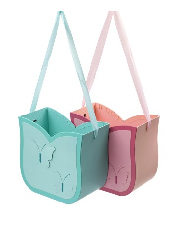 Коробка для цветов 18 х9,5 х17 см с ручкой Бабочка цвет микс HS-13/16-58, 13/16-59