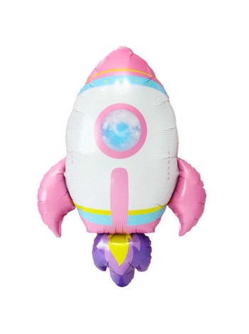 Фольга шар фигура РАКЕТА розовая 25''/64 см Китай