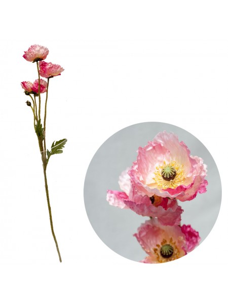 Мак 63,5см цветок искусственный цв Розовый