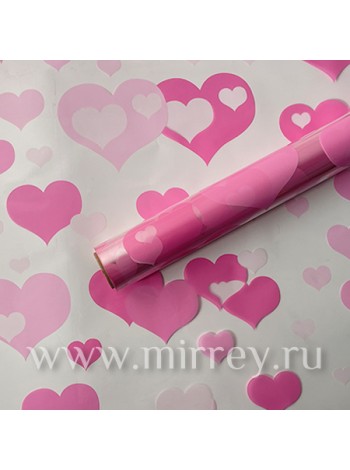 Пленка 58 х 10 м цвет розовый Love is флористическая 40 мкр