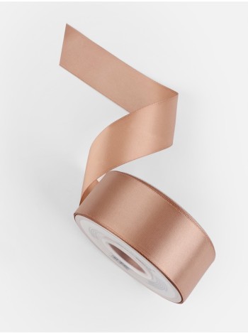 Лента атлас 3,8 см х23 м 2-х сторонняя цвет бежевый №812