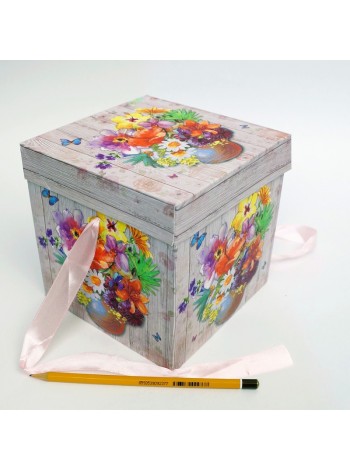 Коробка складная 15 х15 х15 см Цветы YXL-5013M-3