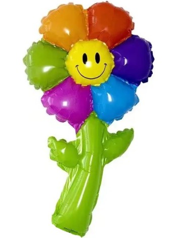 Фольга шар фигура Ромашка разноцветная 17"/43 см мини-фигура с клапаном 5 шт
