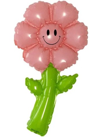 Фольга шар фигура Ромашка розовая 17"/43 см мини-фигура с клапаном 5 шт