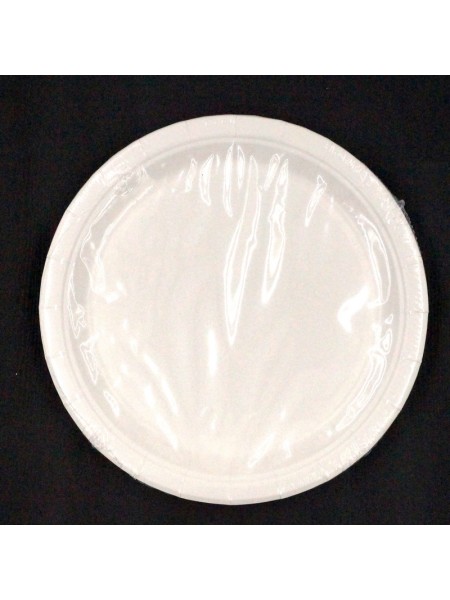 Тарелка бумага 12 шт 18 см однотонная цвет белый HS-16-1
