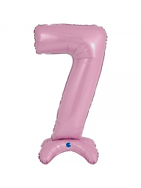 Фольга шар Цифра 7 Pastel Pink на подставке 25" 1 шт Grabo
