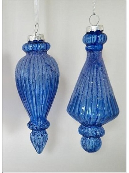 Конус стекло 6 хН15 см цвет синий арт YUF08-590B/E елочные украшения