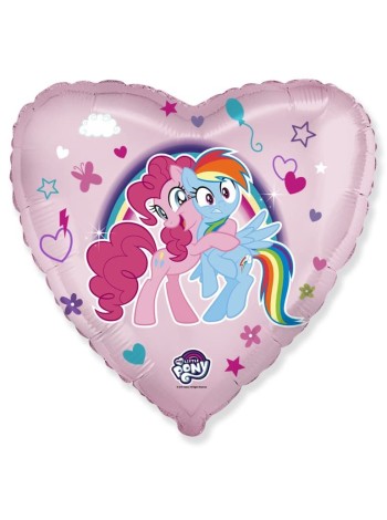 Фольга шар Сердце My little Pony Лошадки Пинки Пай и Радуга розовый 18"/46 см 1 шт Испания