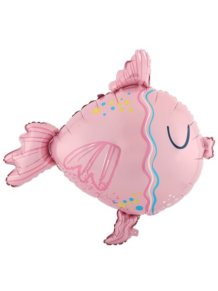 Фольга шар фигура Рыба розовая Китай 77 х 73 см
