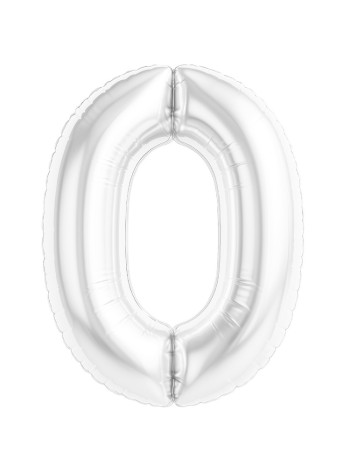 Фольга шар Цифра 0 Белый блеск 40"/100 см 1 шт Agura
