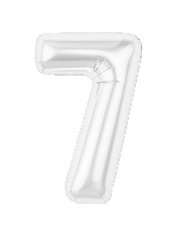 Фольга шар Цифра 7 Белый блеск 40"/100 см 1 шт Agura