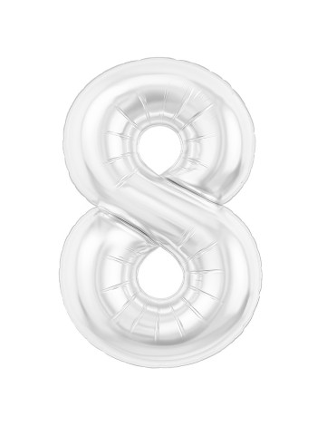 Фольга шар Цифра 8 Белый блеск 40"/100 см 1 шт Agura