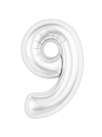 Фольга шар Цифра 9 Белый блеск 40"/100 см 1 шт Agura
