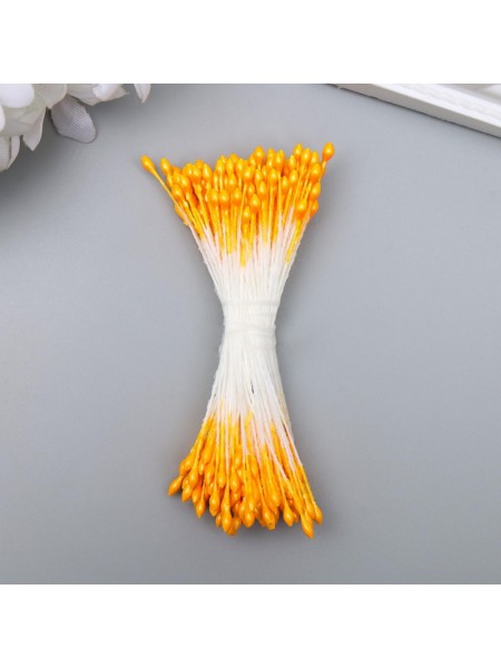 Тычинки для искусственных цветов Капельки светло-оранжевые 6 см набор 130 шт