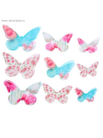 Набор декоративных бабочек Шебби  18 шт (5,5*3,5см, 7,5*5,5см, 9,5*6см)