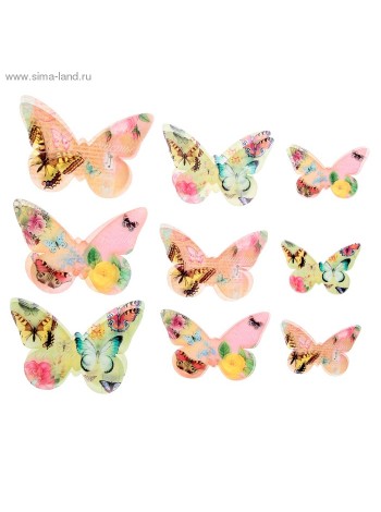 Набор декоративных бабочек Мечта 18 шт (5,5*3,5см, 7,5*5,5см, 9,5*6см)