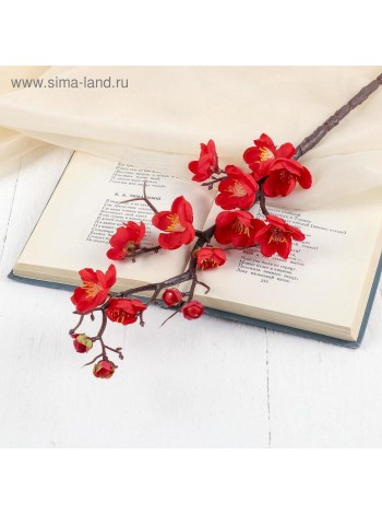 Ветка Сакуры 60 см цвет красный цветок искусственный