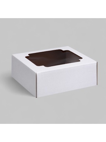 Коробка складная 14,5 х14,5 х6 см с окном без печати цвет белый