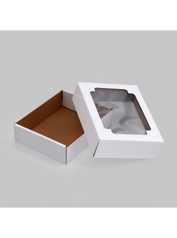 Коробка складная 18 х15 х5 см с окном без печати цвет белый