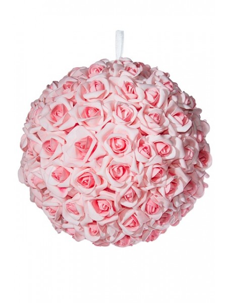 Шар декоративный из искусственных цветов 30 см цвет розовый