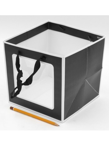 Пакет с окном 20 х 20 х 20 см ламинированный цвет черно-белый HS-6-1, HS-7-1