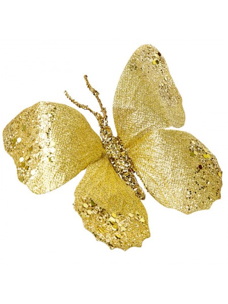 Бабочка на прищепке 18 см набор цвет золото 19473